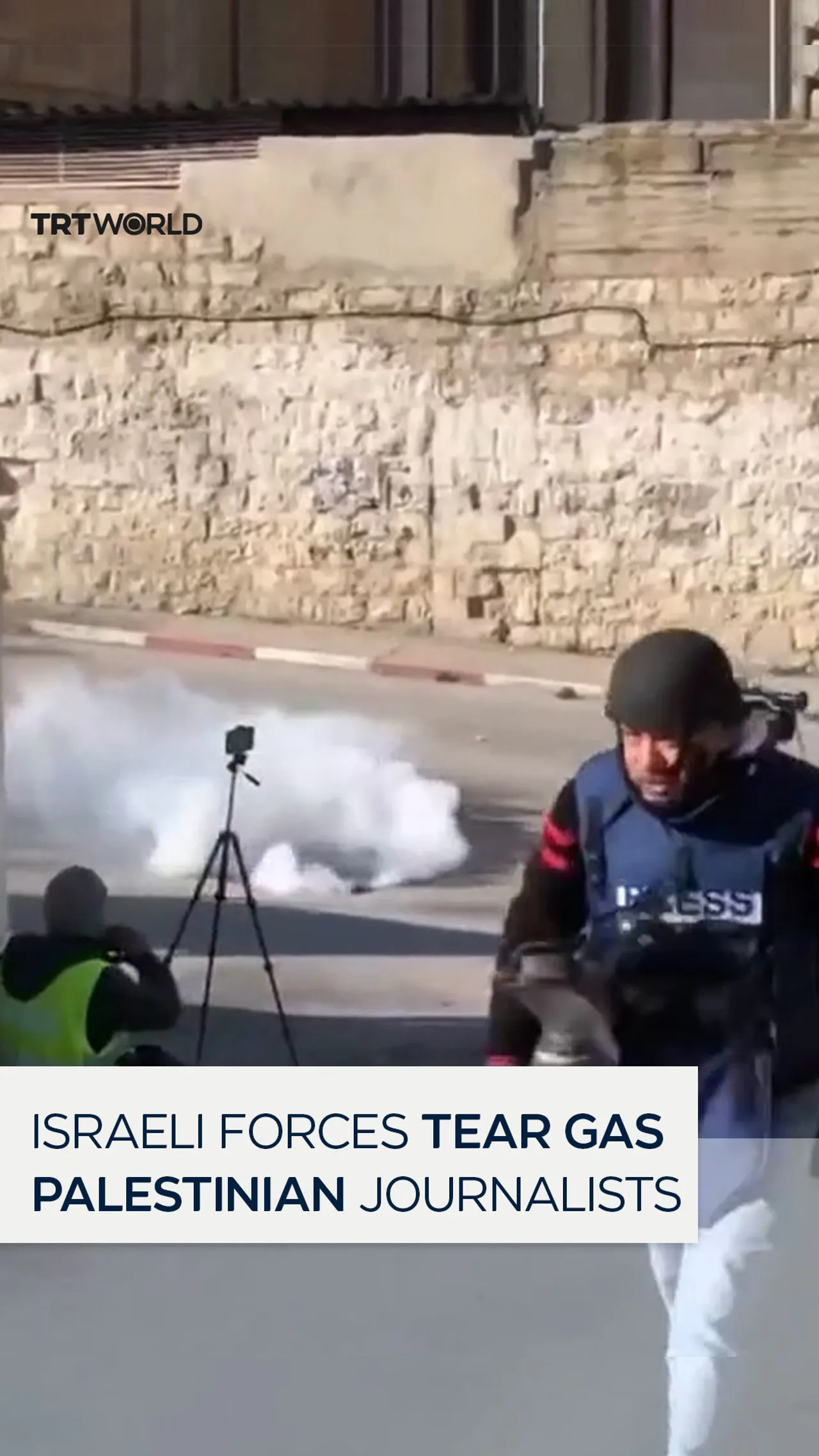 Israeli forces fire tear gas at Palestinian journalists in Nablus